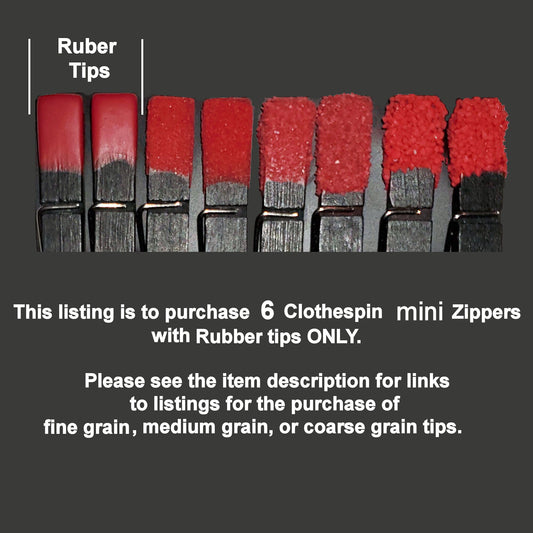 6 Pin Mini Zipper Play With RUBBER DIPPED Tips. NEW Clothespin & Sand Tip Colors Available. Serious Sadists/Masochists only!