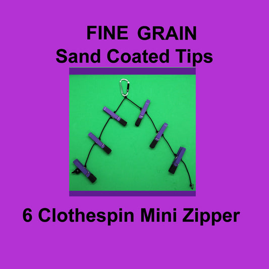 6 Pin Mini Zipper With FINE GRAIN Sand Tips.  NEW Clothespin & Sand Tip Colors Available. Serious Sadists/Masochists only!