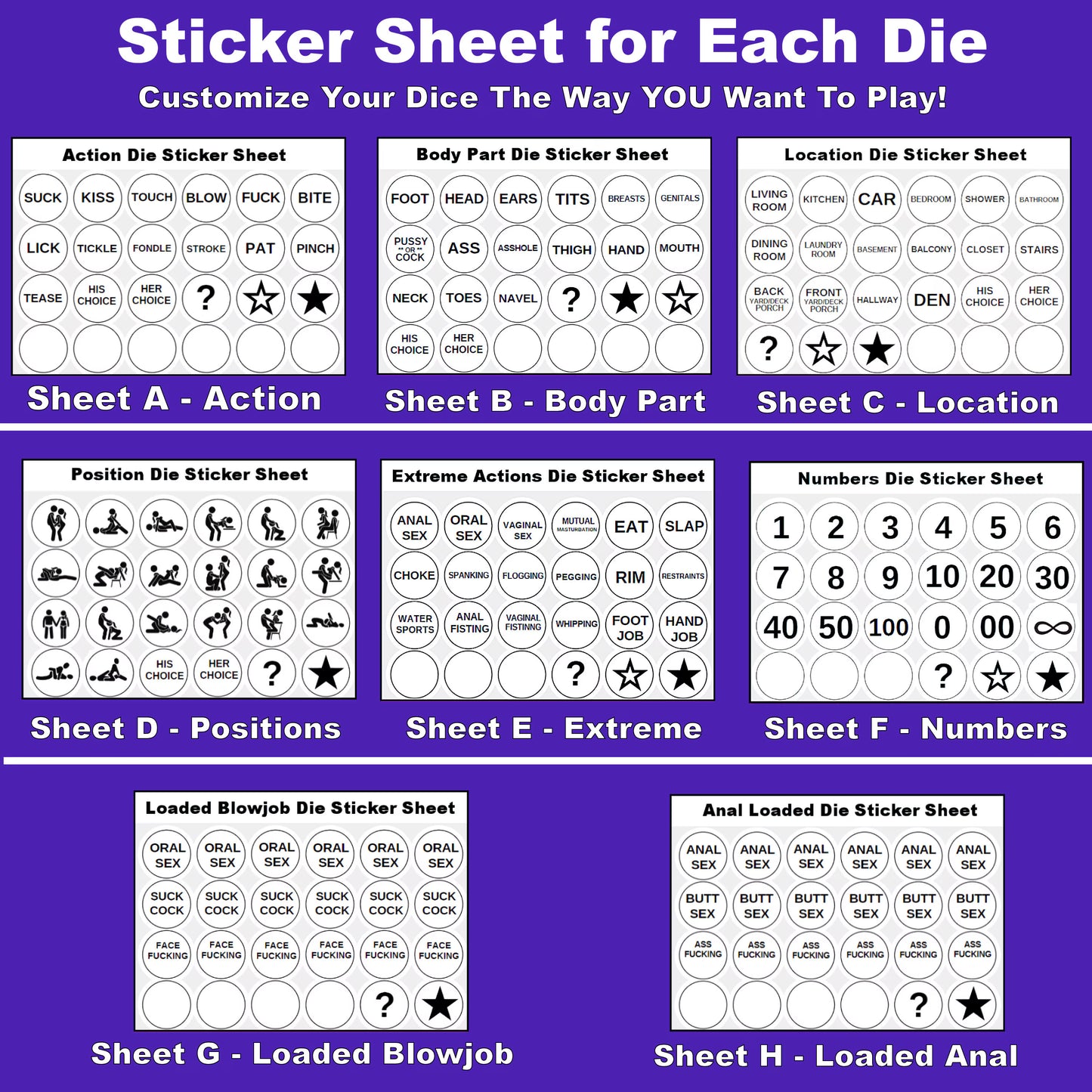 The ULTIMATE Kinky, Sexy, Erotic Sex Game Dice. Customize the Dice to Play the Game YOU want